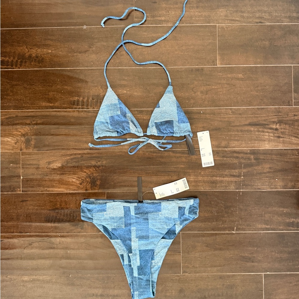 Urban Outfitters Blue Patchwork Bikini